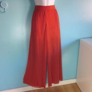 Bitte Kai Rand Womens Size S Orange Plisse Pants Crinkle Pleat Pull On Trousers